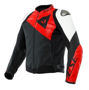 SPORTIVA LEATHER JACKET/25A-BLACK-MATT/LAVA-RED/WH